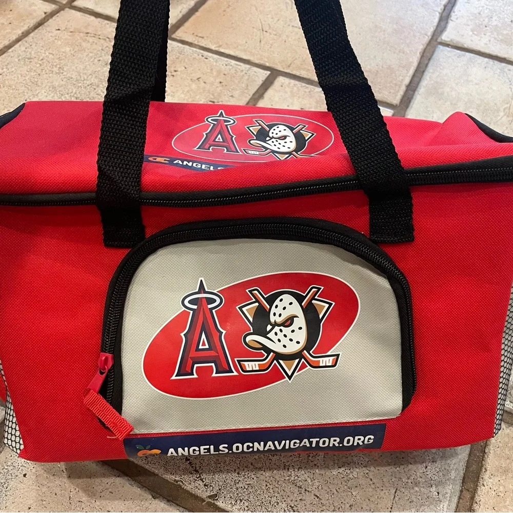 NEW Red MLB Los Angeles Angels & Anaheim Ducks Cooler Duffel Bag NWOT